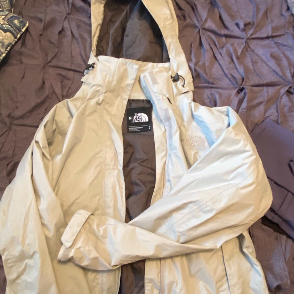 North Face silver rain coat shell